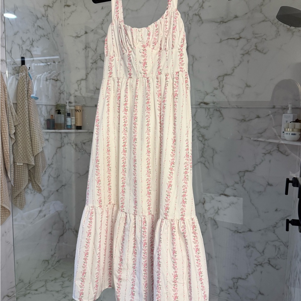 Floral Pink and White Maxi Dress